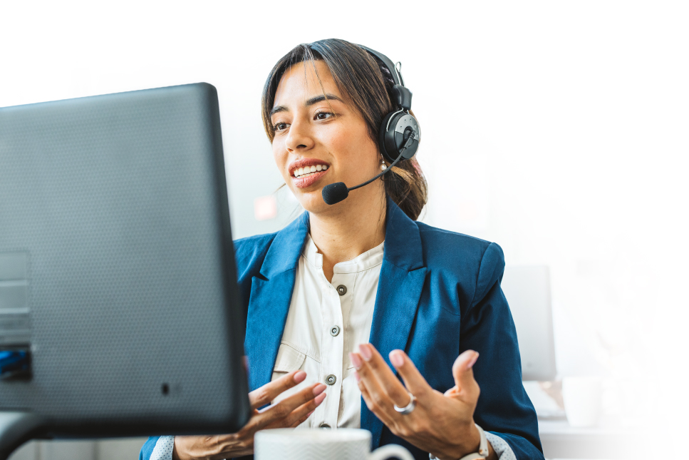 Worker on Computer Providing Support for Services